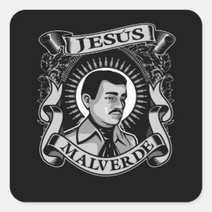 Jesus Malverde Gift Mexikanischer Held Jesus Malve Quadratischer Aufkleber