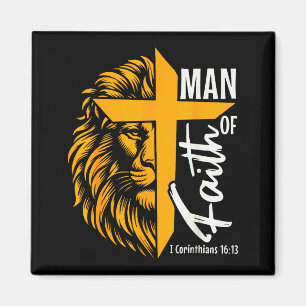 Jesus Mann des Glaubens Löwe Kreuz 1. Korinther 16 Magnet