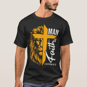 Jesus Mann des Glaubens Löwe Kreuz 1. Korinther 16 T-Shirt