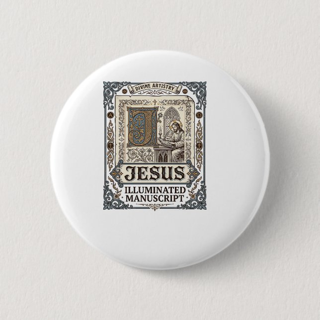 Jesus-Manuskript Jesus Christlicher Glaube Vintage Button (Vorderseite)