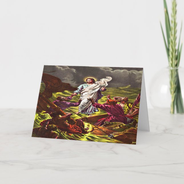 Jésus marche sur l'eau Carte de voeux (Devant)