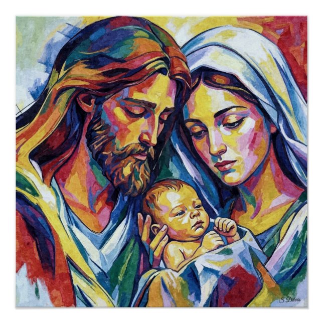 Jesus Maria und Josef expressionistisches Öl Poster (Vorderseite)