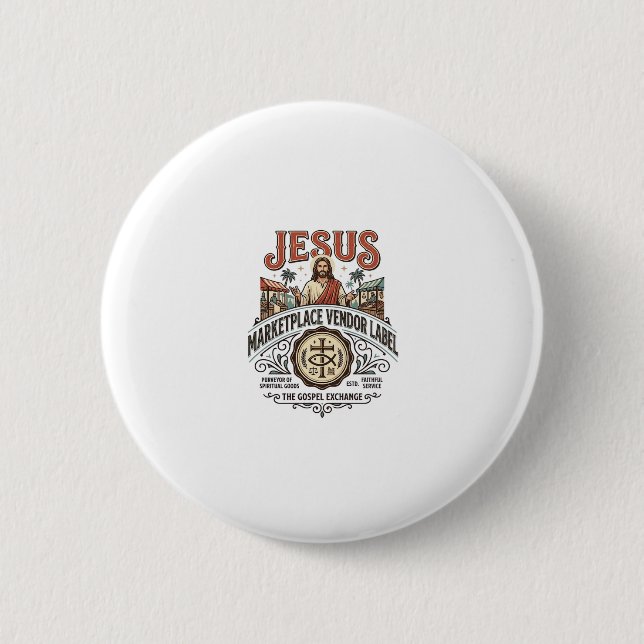 Jesus Marktplatz Verkäufer Label Jesus Marktplatz  Button (Vorderseite)