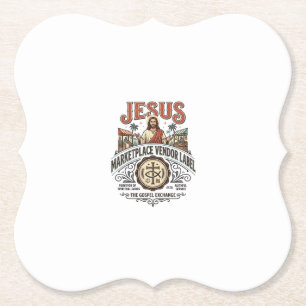 Jesus Marktplatz Verkäufer Label Jesus Marktplatz Untersetzer
