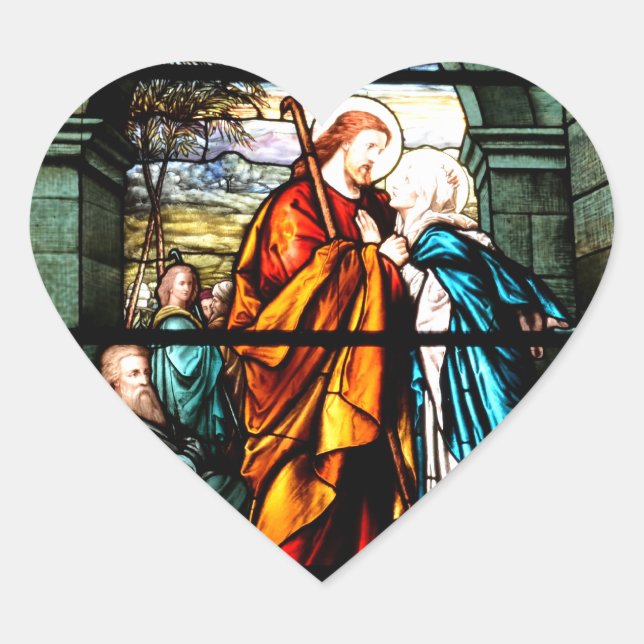 Jesus & Mary Herz-Aufkleber (Vorderseite)