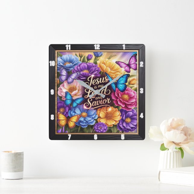 Jesus, mein Herr, die Blume Quadratische Wanduhr (Zuhause)