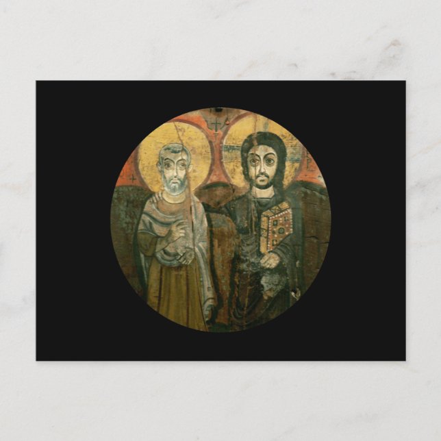 Jesus mit Abt Coptic Icon Postkarte (Vorderseite)