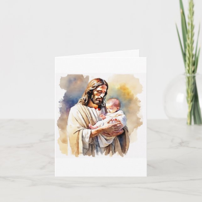 Jesus mit Baby-Taufkarte Karte (Vorderseite)
