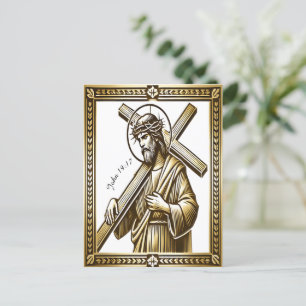 Jesus mit dem Gold Cross der Erlösung Postkarte