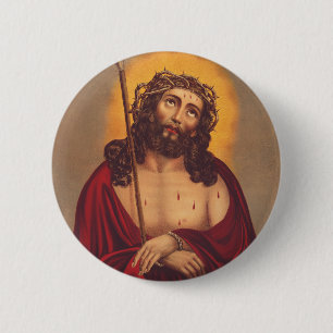 Jesus mit Dornen gekrönt Traurige Kunst Button
