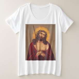 Jesus mit Dornen gekrönt Traurige Kunst Große Größe T-Shirt