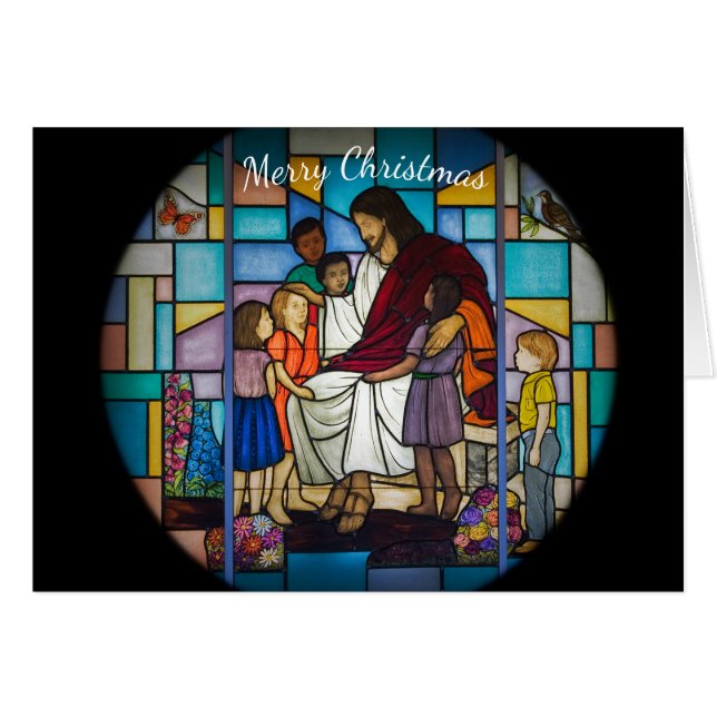 Jesus mit Kindern Buntglasfenster (Vorderseite (Horizontal))