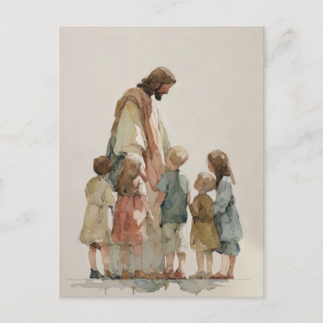 Jesus mit Kindern  Postkarte (Vorderseite)