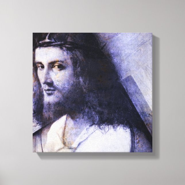 Jesus mit Kreuz Leinwanddruck (Vorderseite)