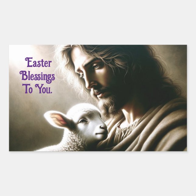 Jesus Mit Lamm Aufkleber (Vorderseite)