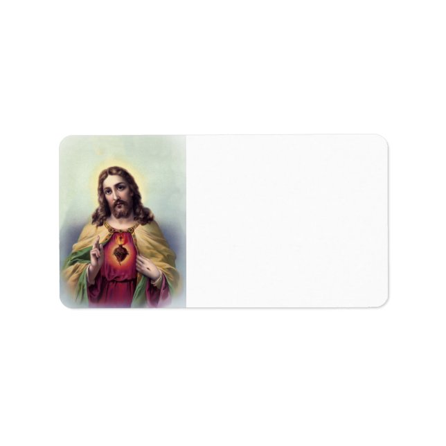 Jesus mit leuchtendem Herzen Adressaufkleber (Vorne)