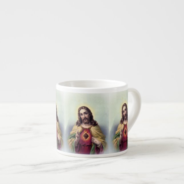 Jesus mit leuchtendem Herzen Espressotasse (Vorderseite Rechts)