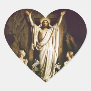 Jesus mit Maria nach der Auferstehung Herz-Aufkleber