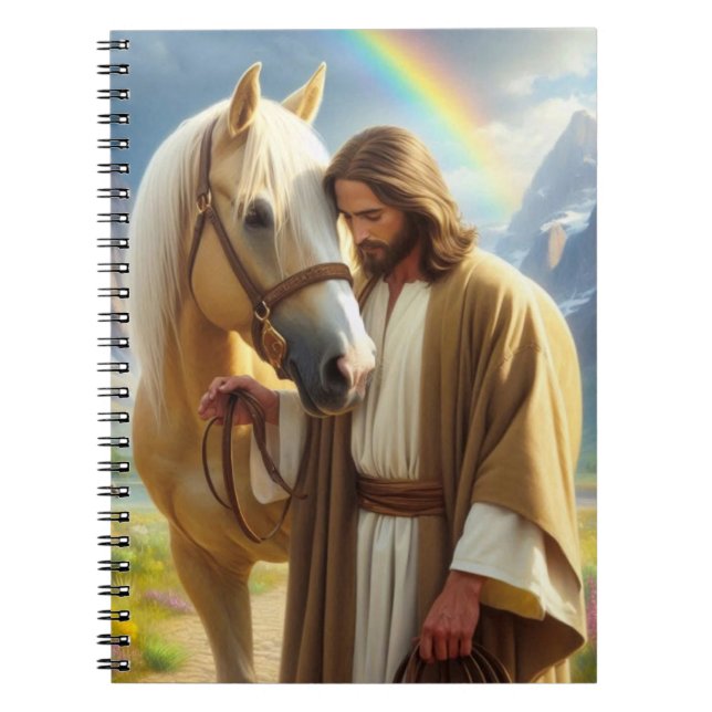 Jesus mit Palomino Pferd in Landschaftlicher Lands Notizblock (Vorderseite)