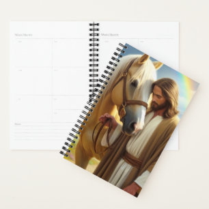 Jesus mit Palomino Pferd in Landschaftlicher Lands Planer