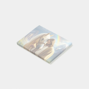 Jesus mit Palomino-Pferd in landschaftlicher Szene Post-it Klebezettel