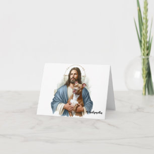 Jesus mit Pit Bull-Dog Loss Beileid Karte