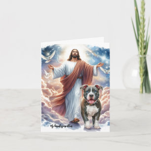 Jesus mit Pit Bull-Hund Verlust Tod & Trauer Karte