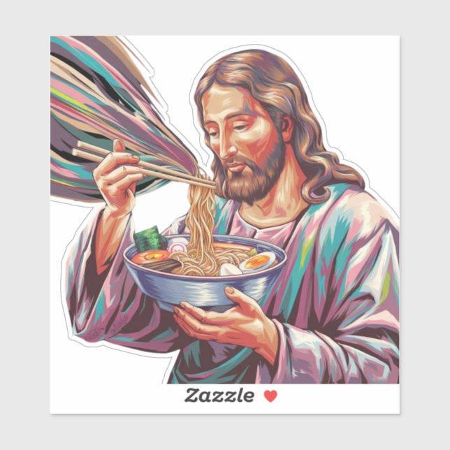 Jesus mit Ramen Bowl Aufkleber (Blatt)