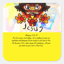 Jesus mit Sonnenblumen, riesige Tasse Magnetnote Quadratischer Aufkleber