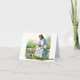 Jesus mit Yorkie-Dog-Loss-Beileid Karte