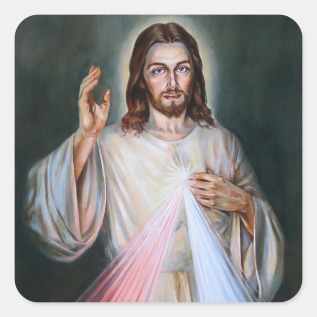 Jesus Mitgefühl Malerei Quadratischer Aufkleber (Vorderseite)