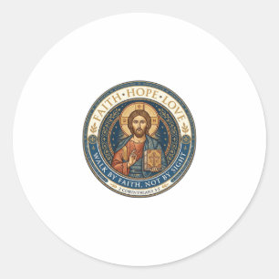 Jesus Mönchische Kontemplative Spiritualität Grafi Runder Aufkleber