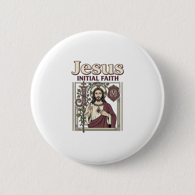 Jesus-Monogramm Anfangs Glaubens Jesus-Monogramm I Button (Vorderseite)