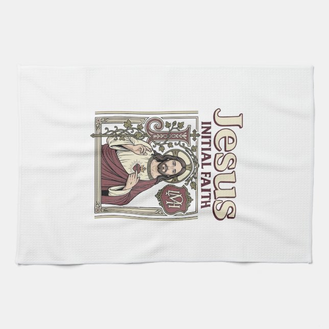 Jesus-Monogramm Anfangs Glaubens Jesus-Monogramm I Geschirrtuch (Horizontal)