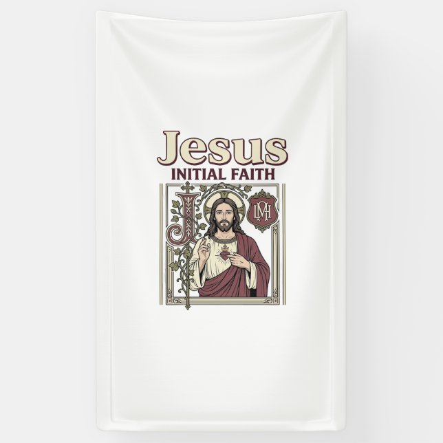 Jesus-Monogramm Anfangsbuchstabe Glaube Jesus-Mono Banner (Vertikal)