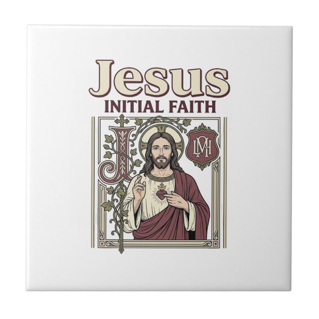 Jesus-Monogramm Anfangsbuchstabe Glaube Jesus-Mono Fliese (Vorderseite)
