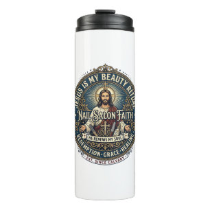 Jesus Nagel Tech Nagel Künstler T-Shirt Inspiriere Thermosbecher
