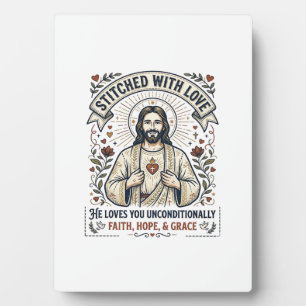 Jesus näht Quilt-Shirt Christliches Grafik_1 Fotoplatte