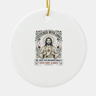 Jesus näht Quilt-Shirt Christliches Grafik_1 Keramik Ornament