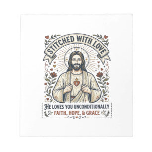 Jesus näht Quilt-Shirt Christliches Grafik_1 Notizblock