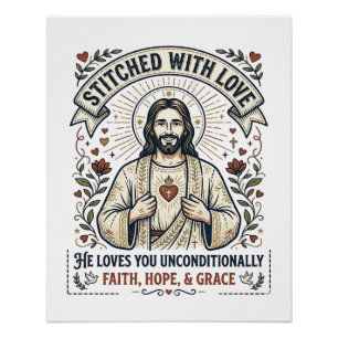 Jesus näht Quilt-Shirt Christliches Grafik_1 Poster
