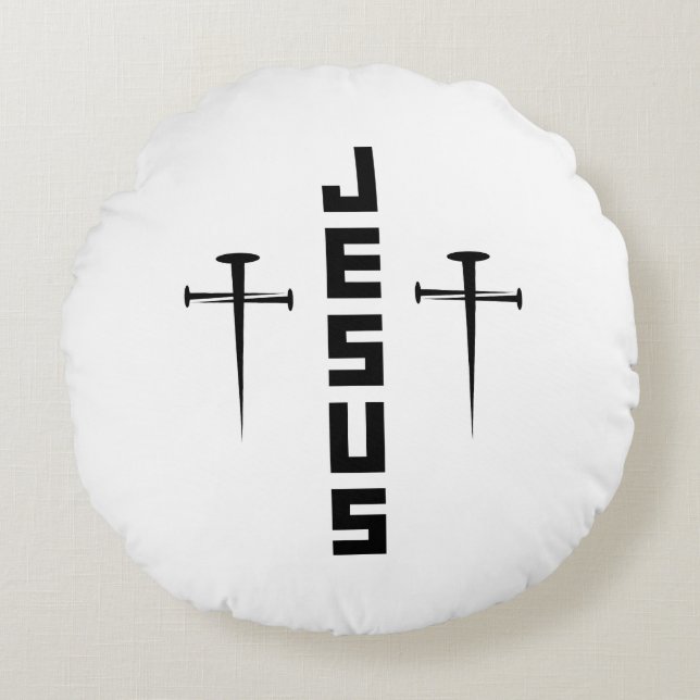 JESUS Nail Cross Christlicher Glaube für Gläubige Rundes Kissen (Vorderseite)