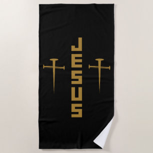 JESUS Nail Cross Christliches Vertrauen für Gläubi Strandtuch