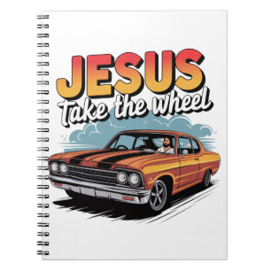 Jesus nehmen das Vintage Muskelauto Notizblock