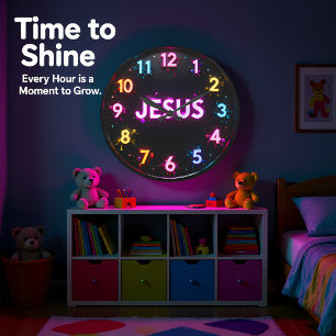 Jesus Neon Splash-Glanz Große Wanduhr