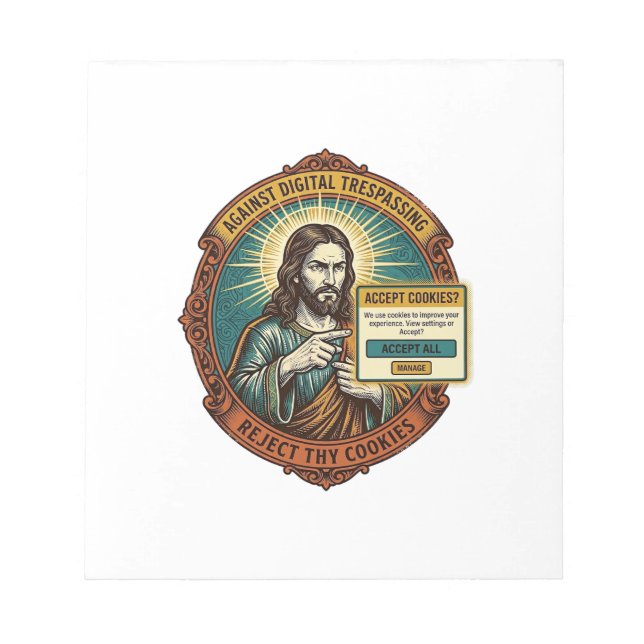 Jesus nervige Cookie-Popup Internetbrowser Notizblock (Vorderseite)