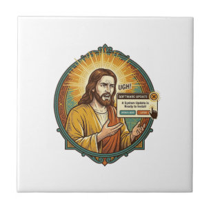 Jesus nervige Software-Update-Popup-Bürohumor Fliese