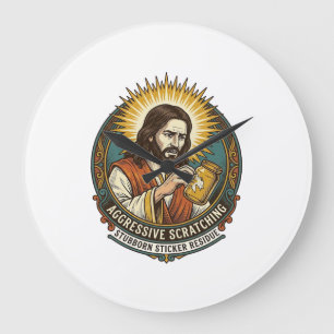 Jesus nerviger Aufkleber Papier Rückstand Shop Große Wanduhr
