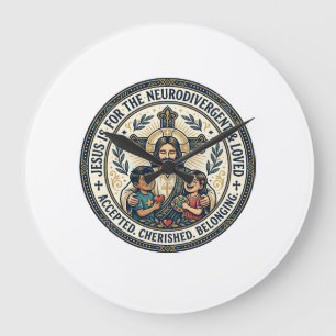 Jesus Neurodivergente Ermutigung T-Shirt Inspirati Große Wanduhr