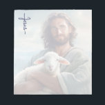 Jesus  notizblock<br><div class="desc">This notepad is shown with an art print of Jesus. 
This is shown in an opaque print so you can write on it.
Customize this item or buy as is.




Licensed Image</div>